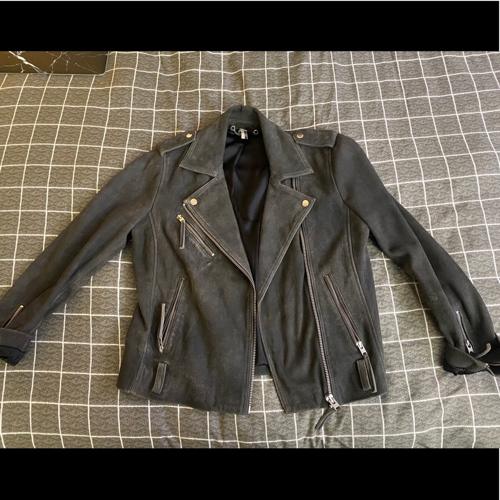 Topshop suede grey moto jacket